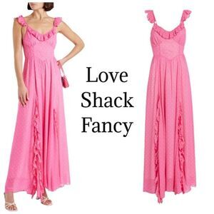 LoveShackFancy Hot Pink Cherry Junia Maxi Dress Sz 2 NWT